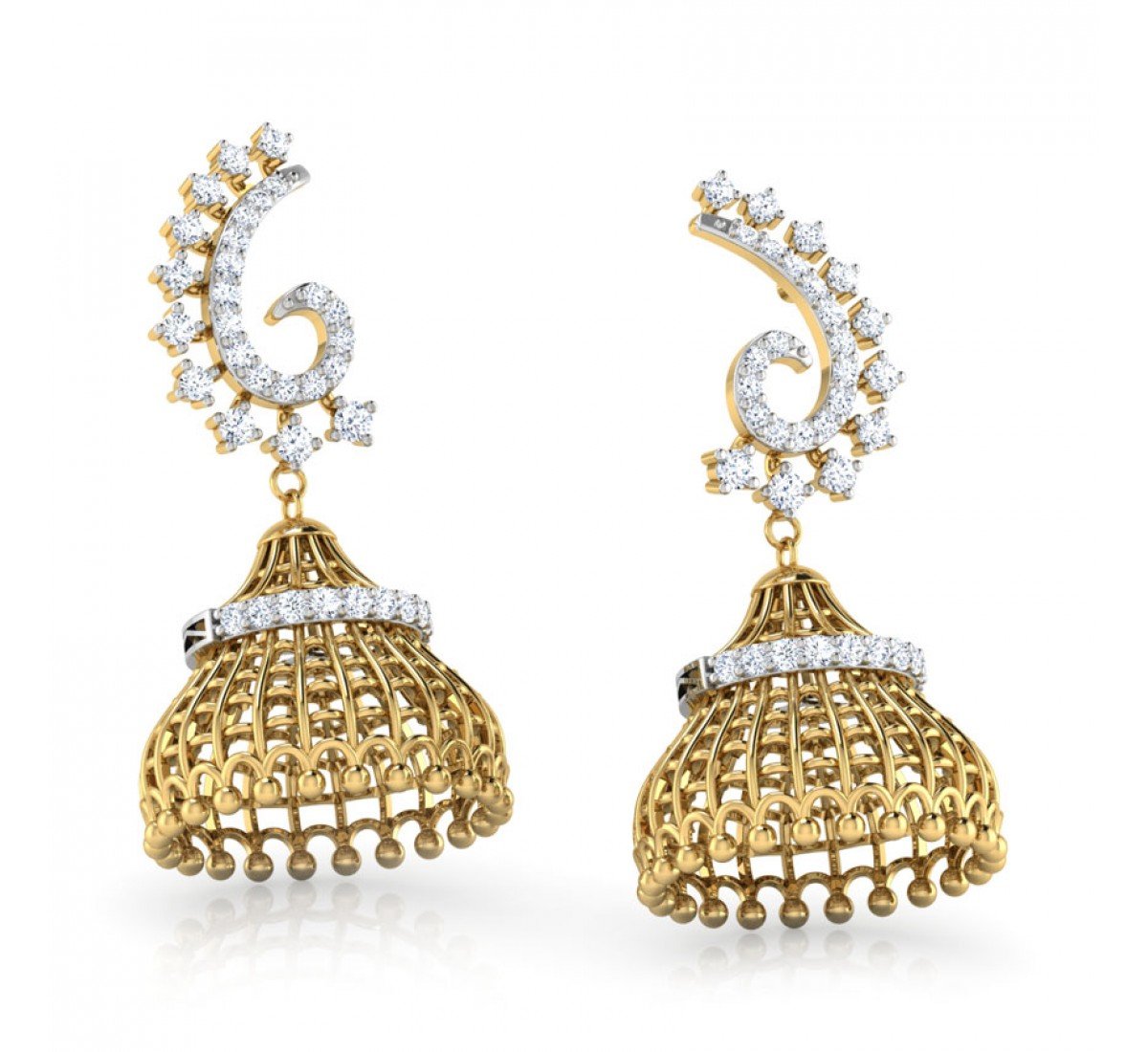 Glitz Bead Diamond Jhumkas