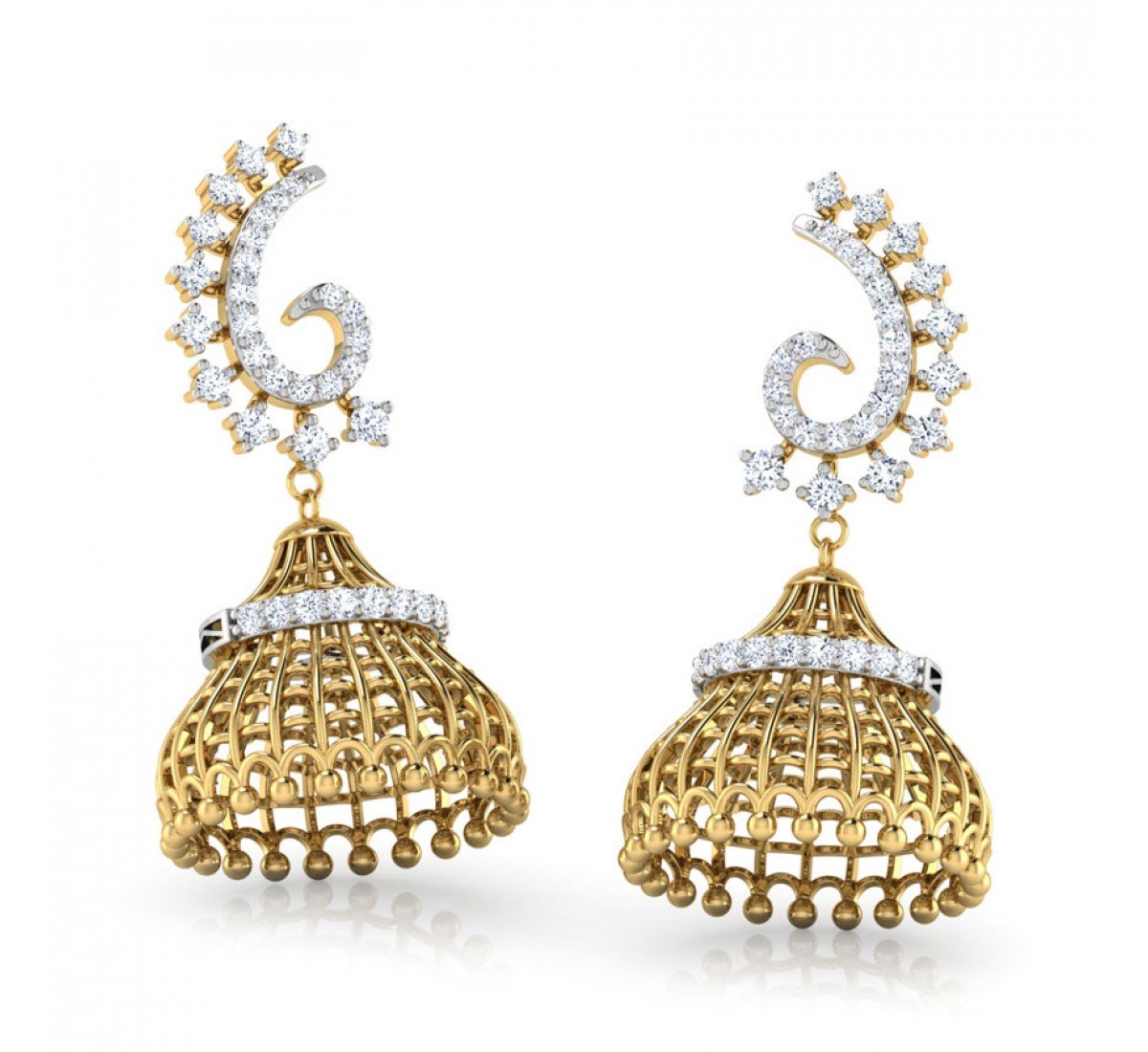 Glitz Bead Diamond Jhumkas