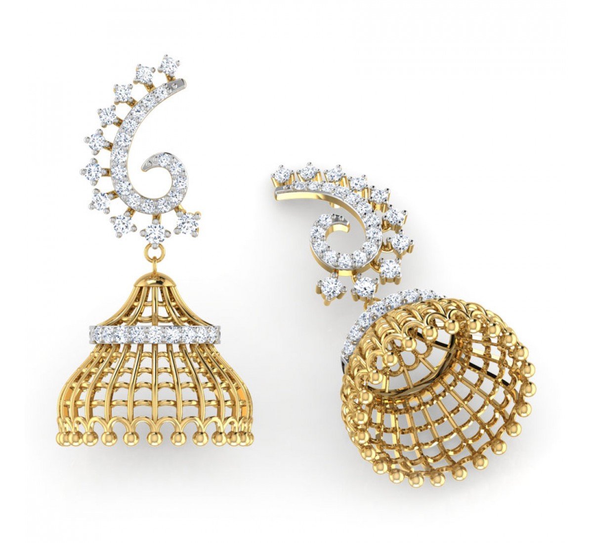 Glitz Bead Diamond Jhumkas