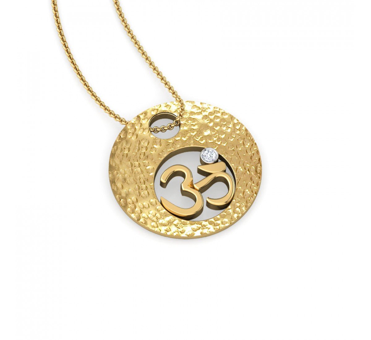 Beaver Om Moon Diamond Pendant