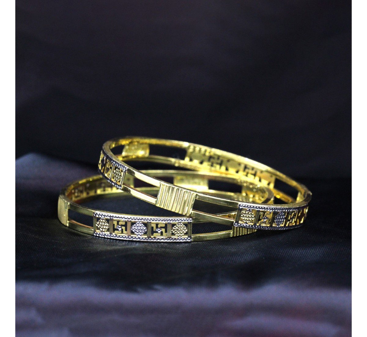 Edgy Hypnotic Gold Bangles