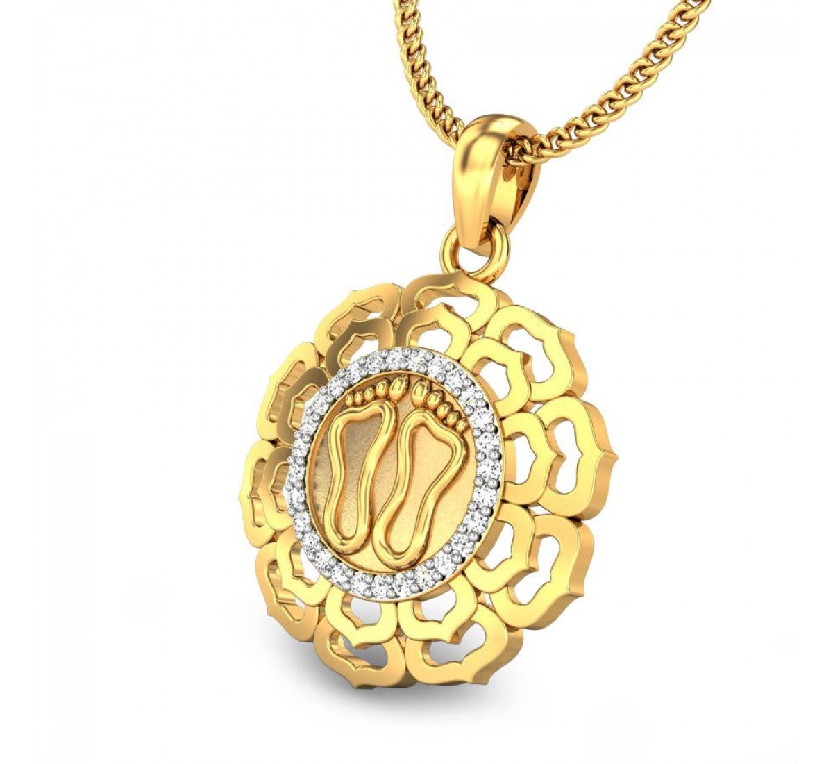 Lakshmi divine footprints Diamond Pendant