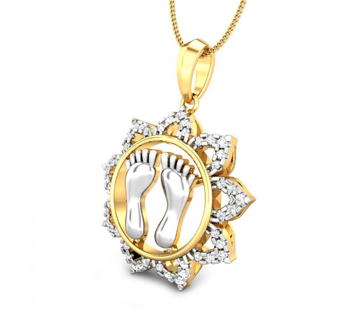 Maha Lakshmi Padukas Diamond Pendant