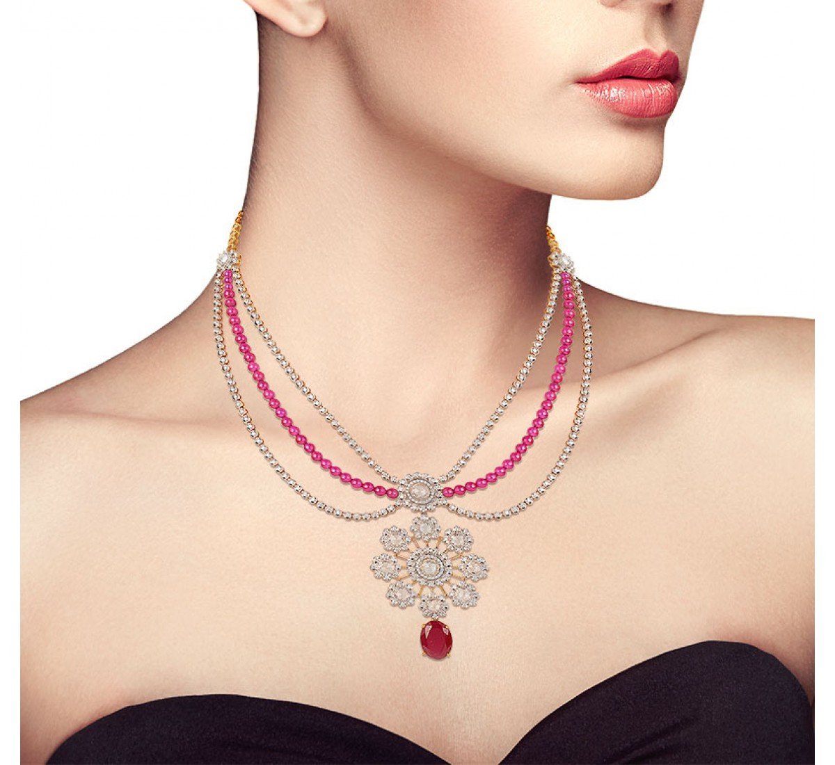 lv pink sapphire and diamond necklace