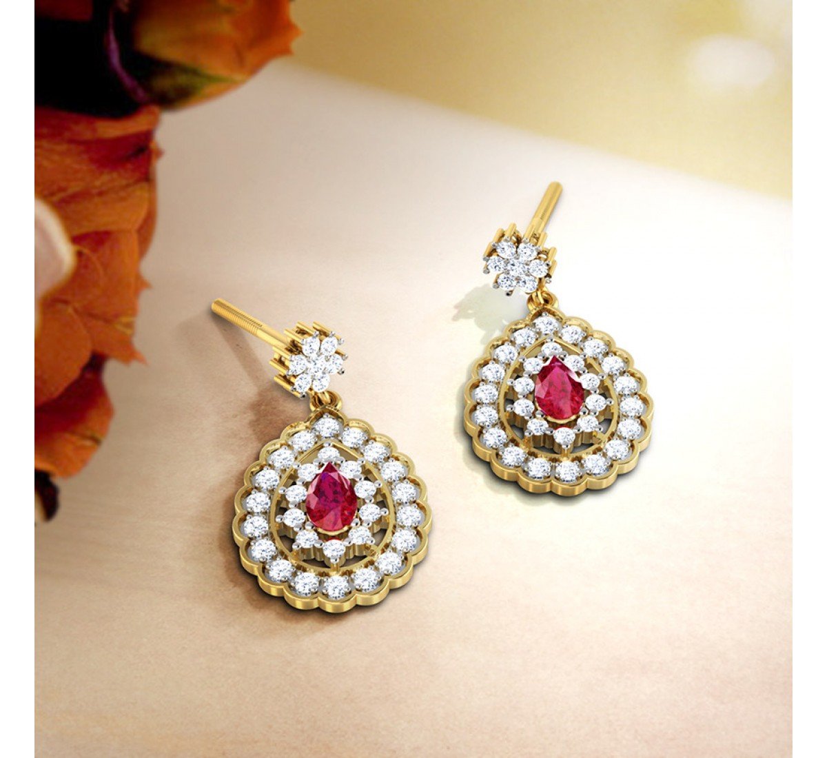 Greenish Cradle Diamond Earrings