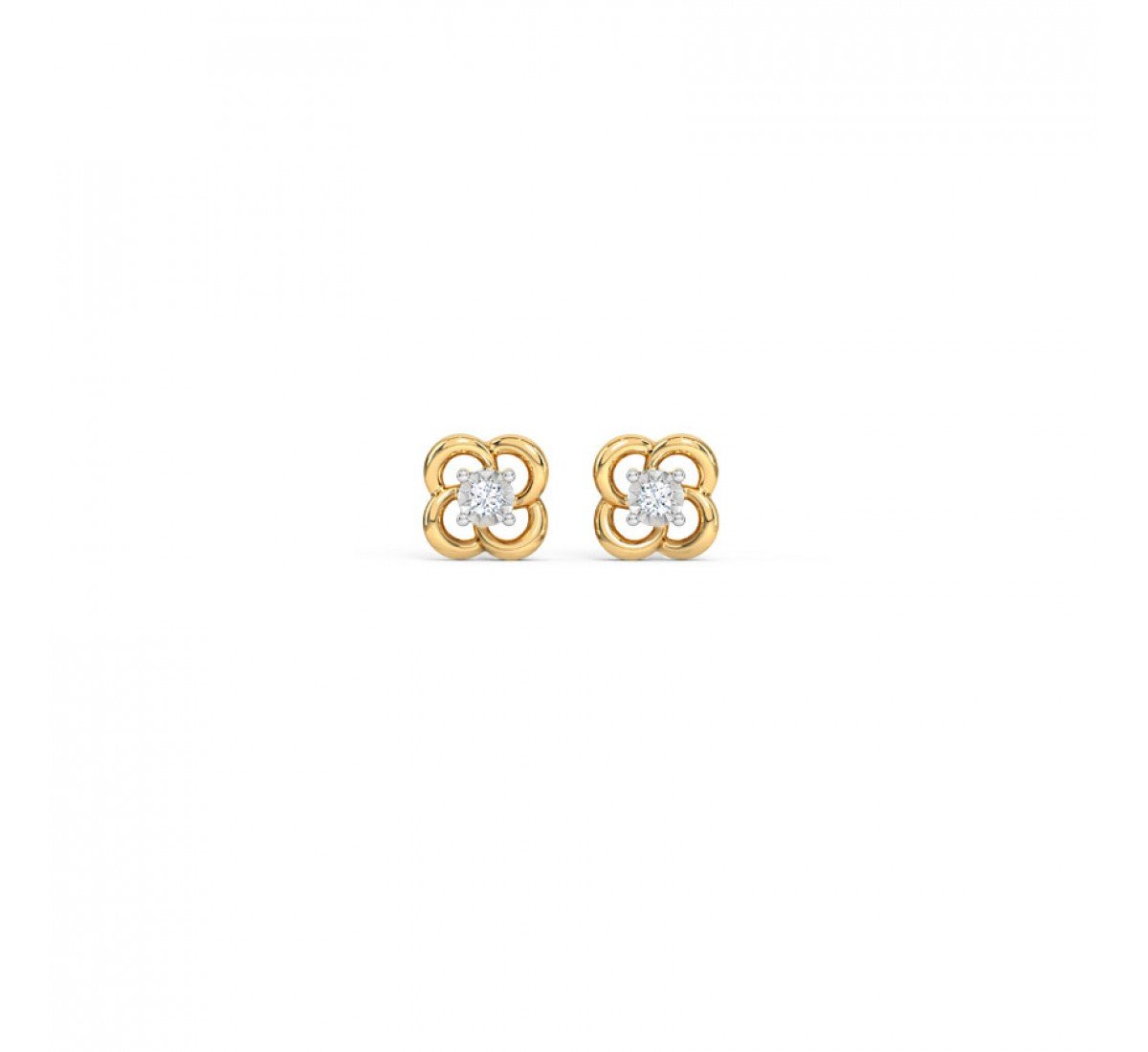 Stripes Plate Diamond Stud Earrings