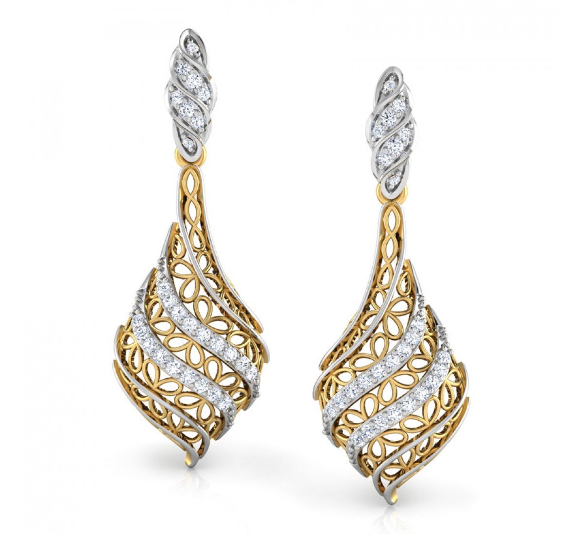 Tiana Leaf Diamond Drop Earr