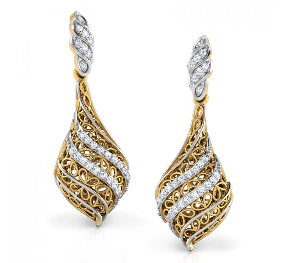 Tiana Leaf Diamond Drop Earr