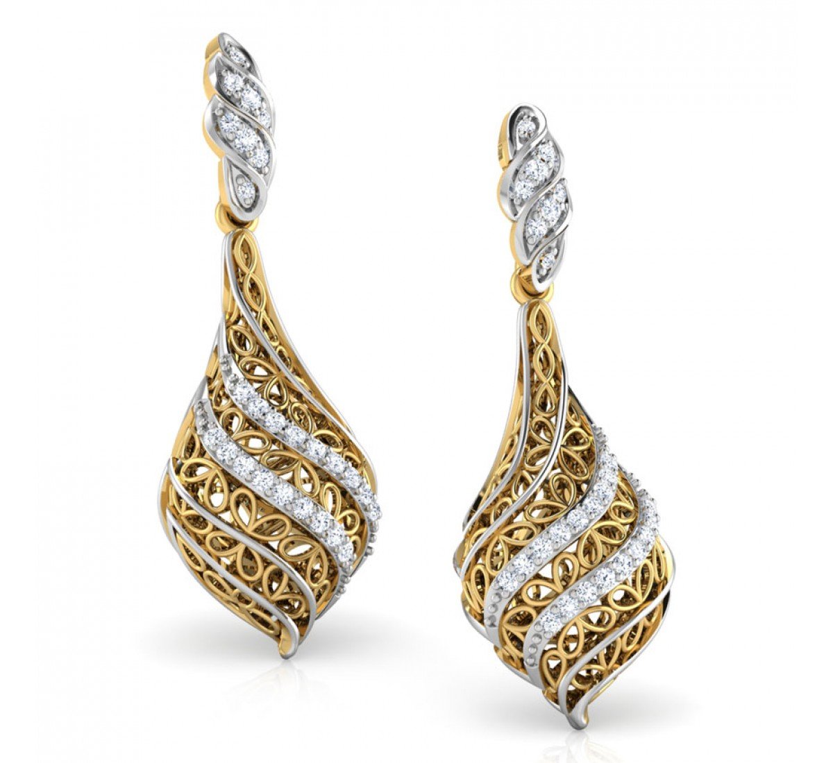 Tiana Leaf Diamond Drop Earr