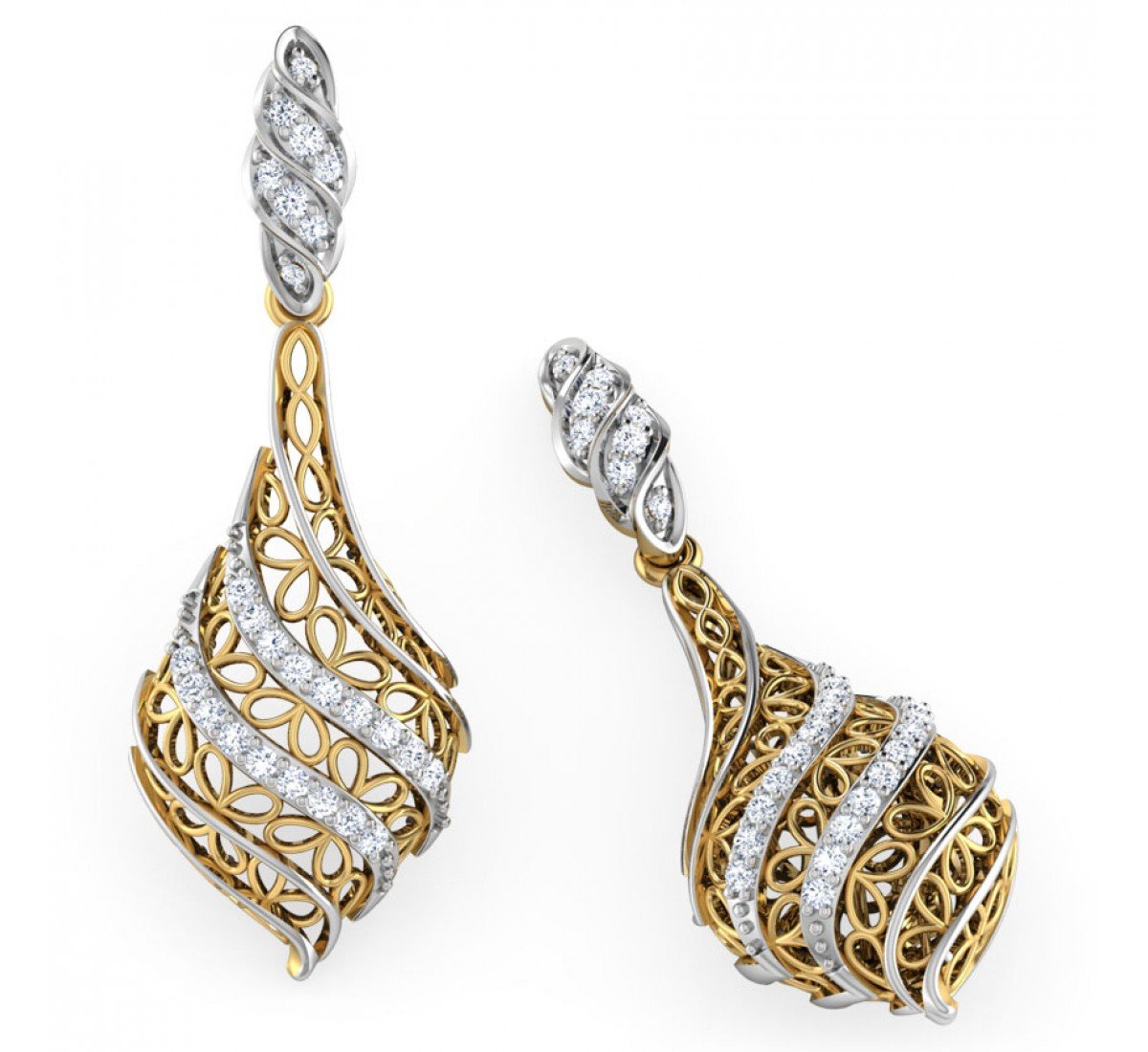 Tiana Leaf Diamond Drop Earr