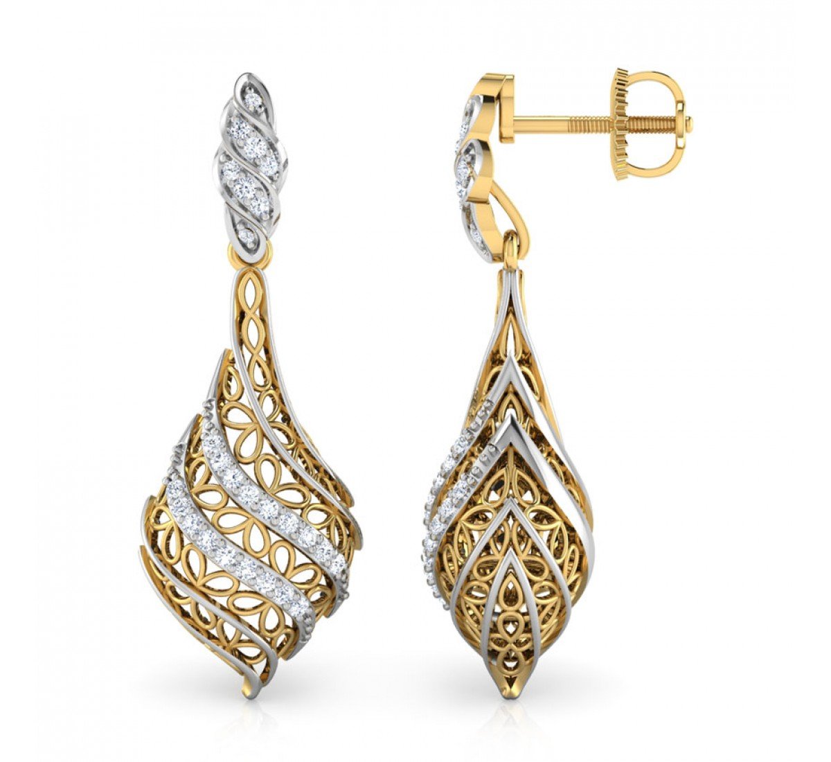 Tiana Leaf Diamond Drop Earr