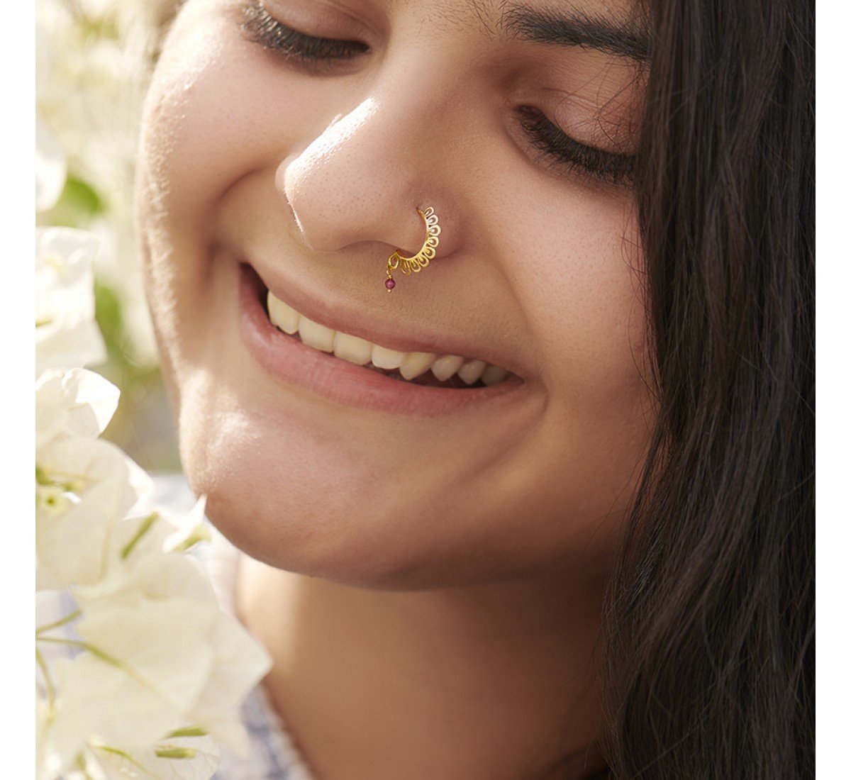 Machination Cutout Gemstone Nose Ring