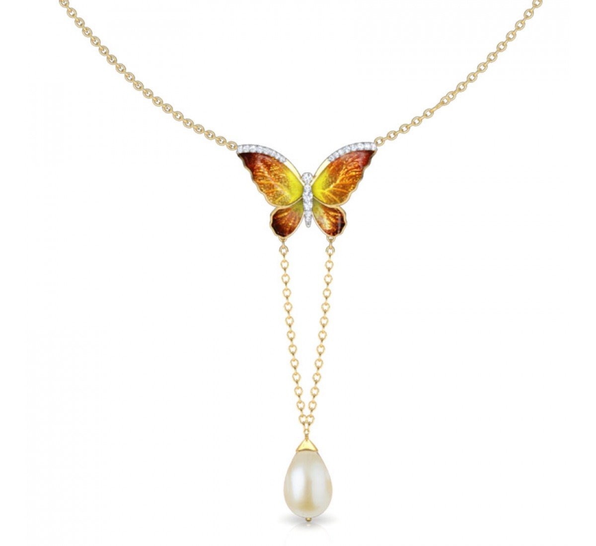 Ava V Drop Butterfly Gemstone Necklace