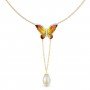 Ava V Drop Butterfly Gemstone Necklace