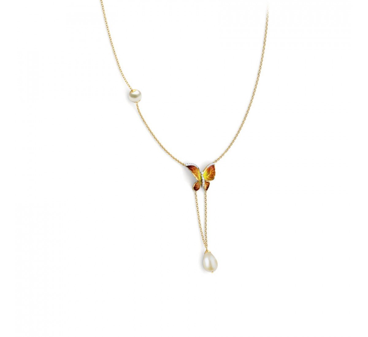 Ava V Drop Butterfly Gemstone Necklace