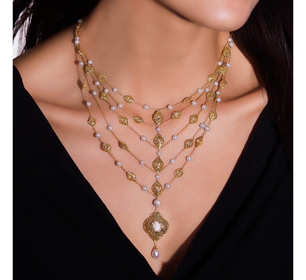 Fiesta Intricate Pearl Necklace