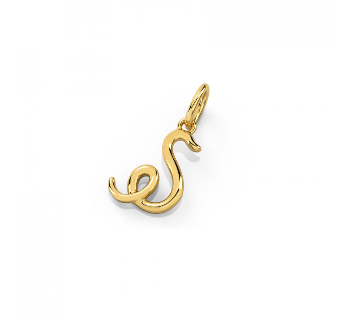 Golden Cursive Alphabet S Charm