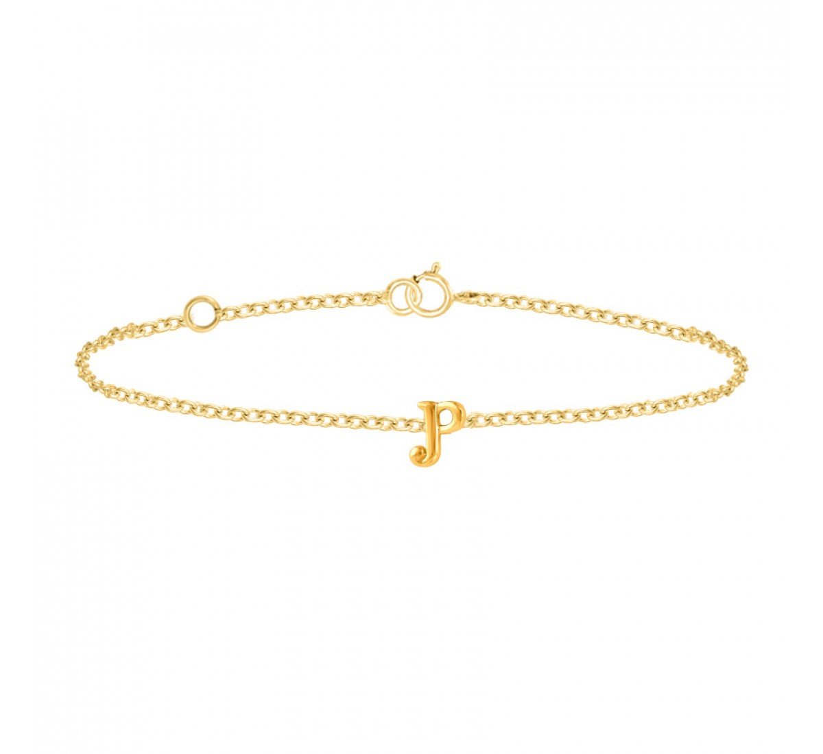 Traditional Gold Alphabet P Bracelet