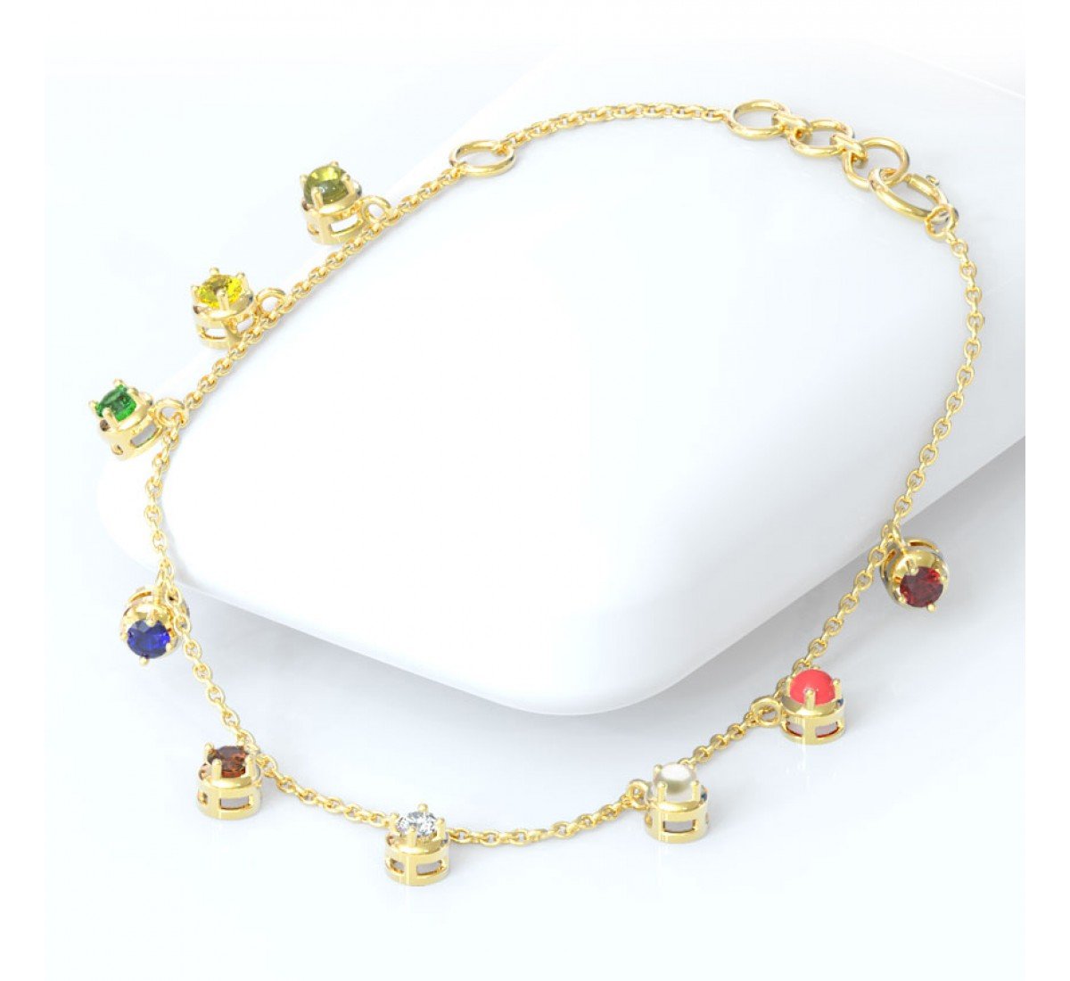 Trepidation Navratna Gemstone Bracelet