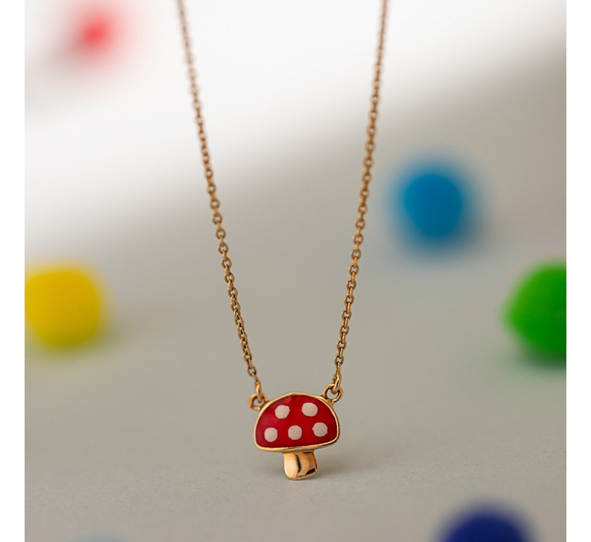 Gold Mushroom Necklace for Kids