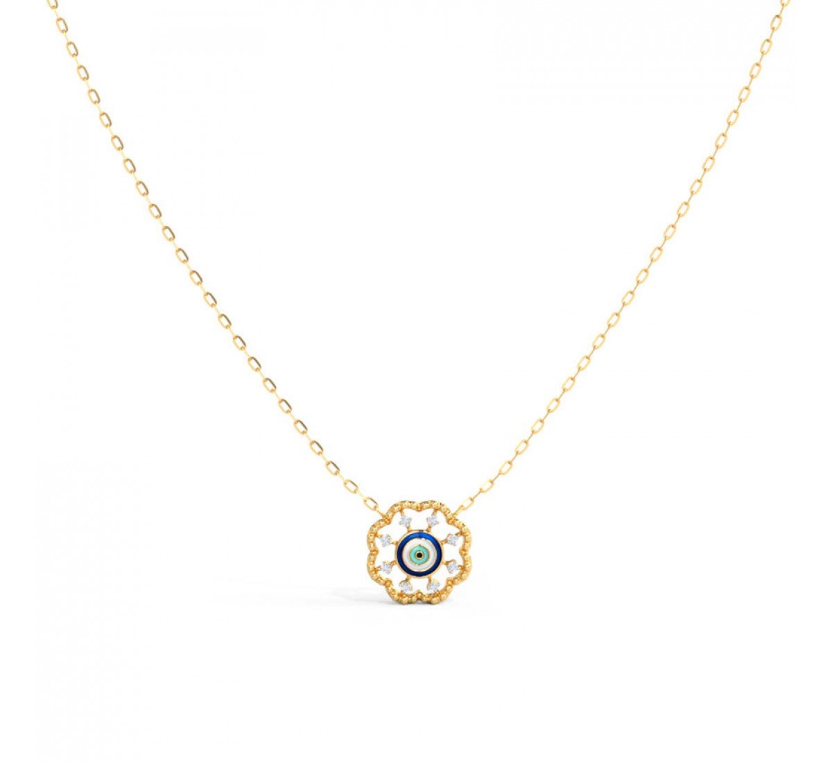 Floral Evil Eye Diamond Necklace