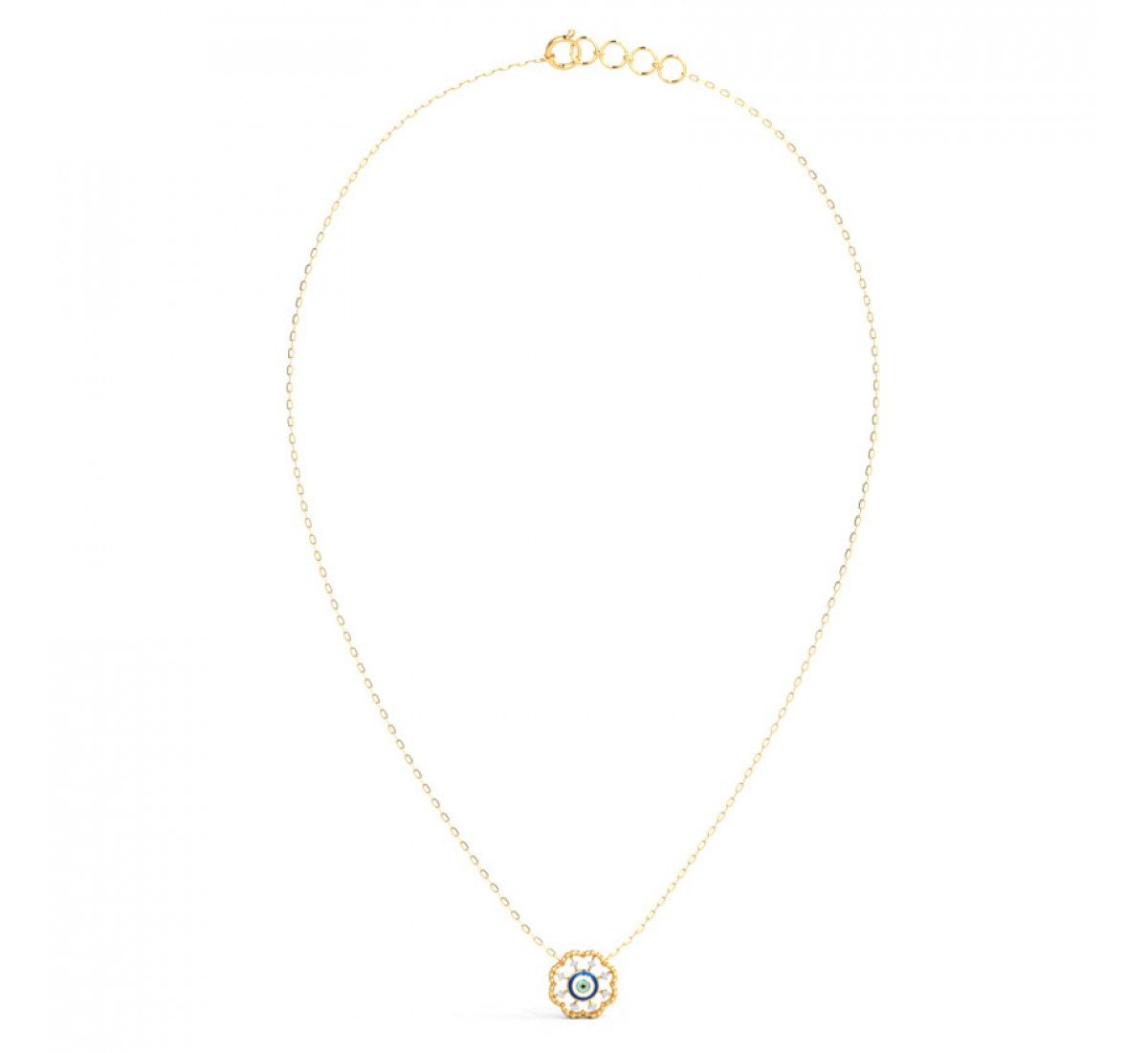 Floral Evil Eye Diamond Necklace