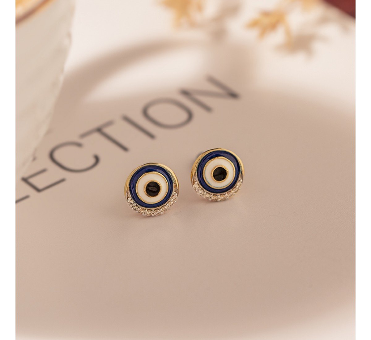 Rachel Evil Eye Diamond Stud Earrings