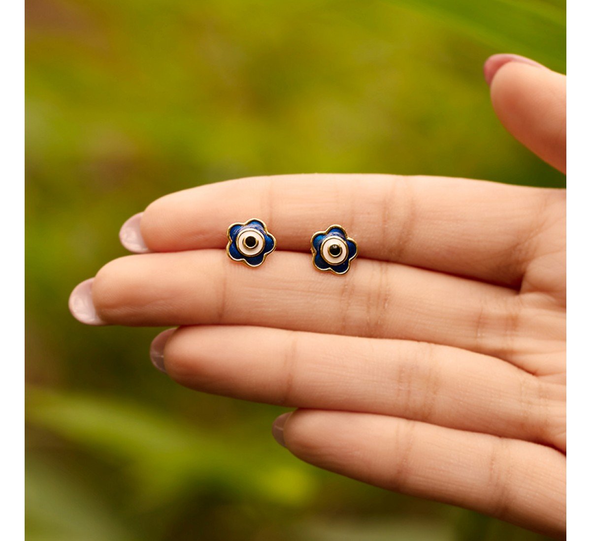 Guardian Evil Eye Gold Stud Earrings