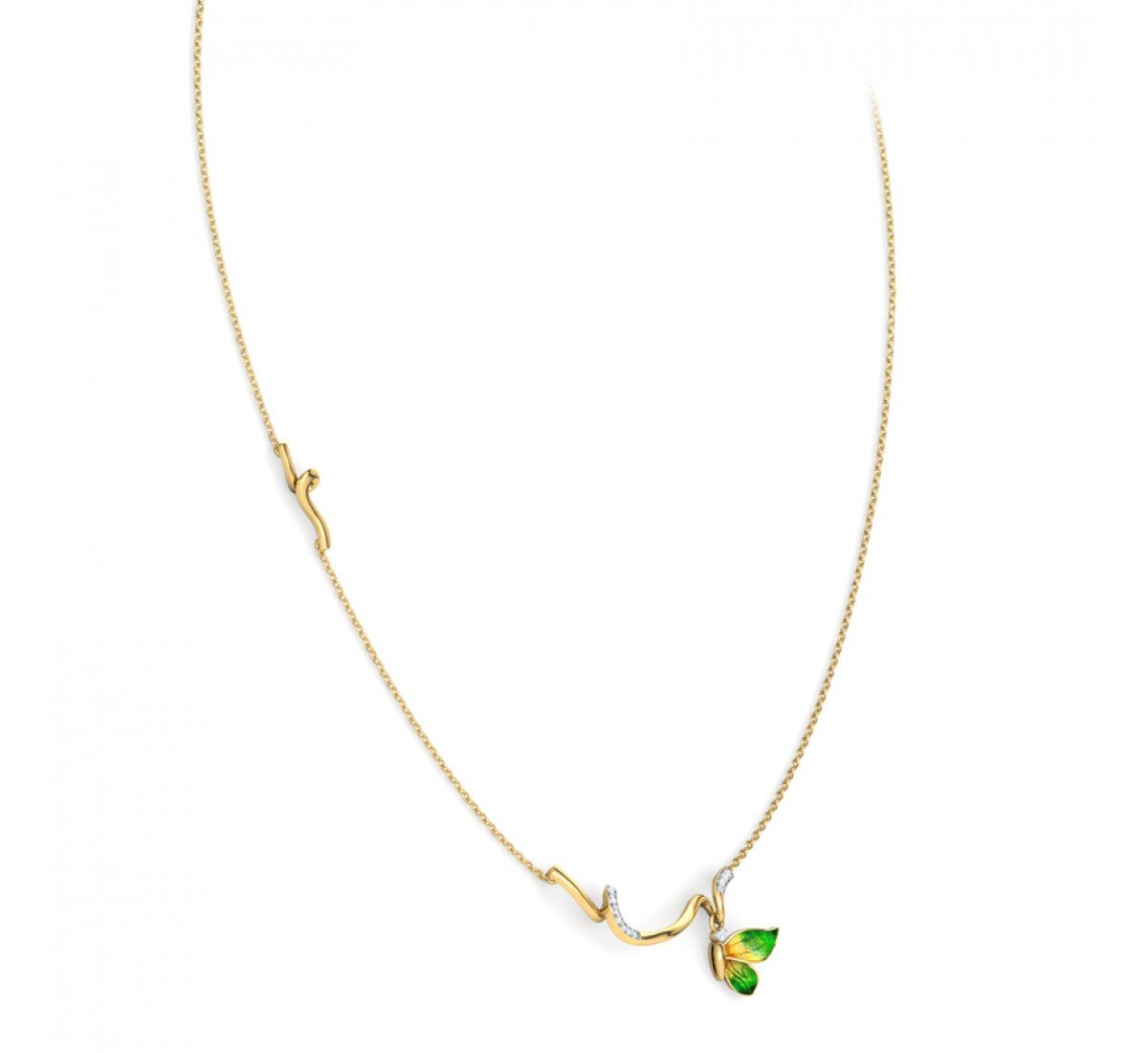 ObtuseGreen Butterfly Diamond Necklace