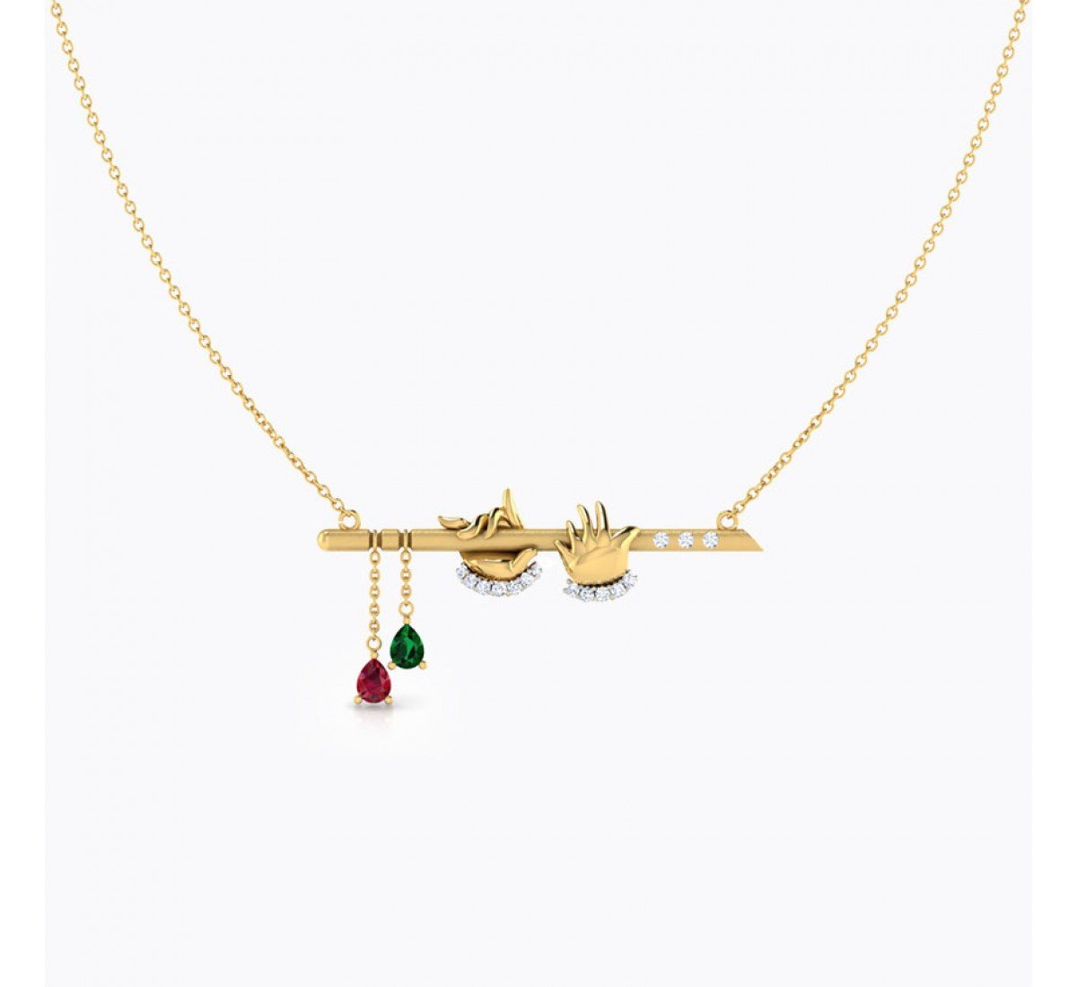 Gemstone Krishna Bansuri Necklace