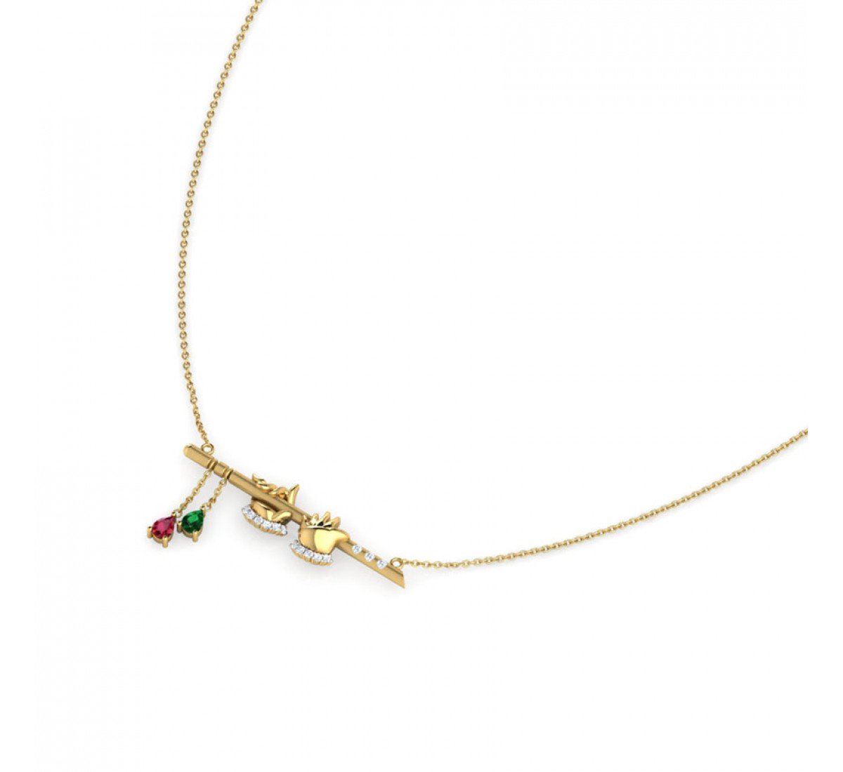 Gemstone Krishna Bansuri Necklace