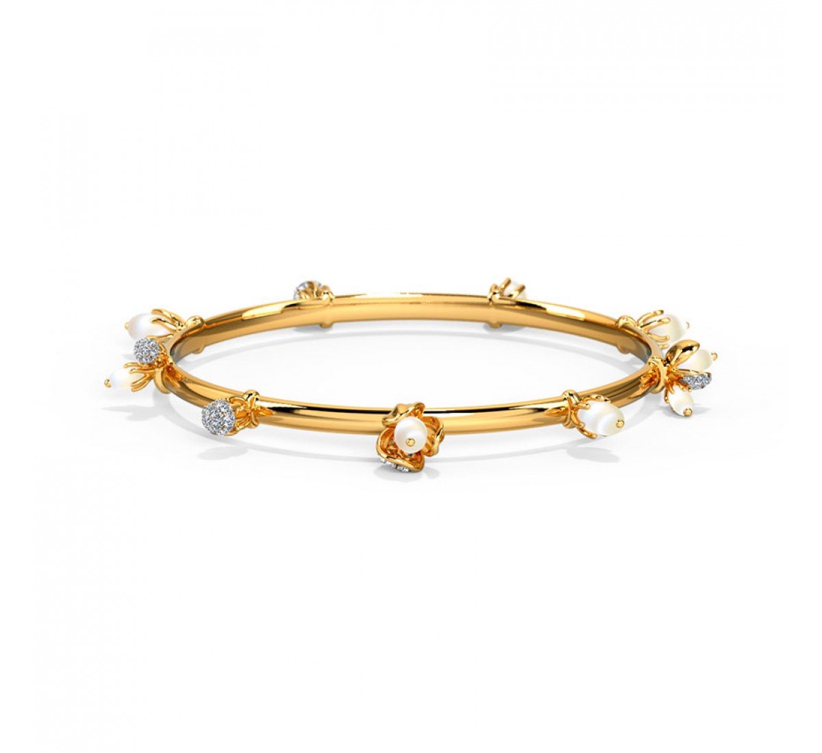 Waying Pearl Diamond Bangles