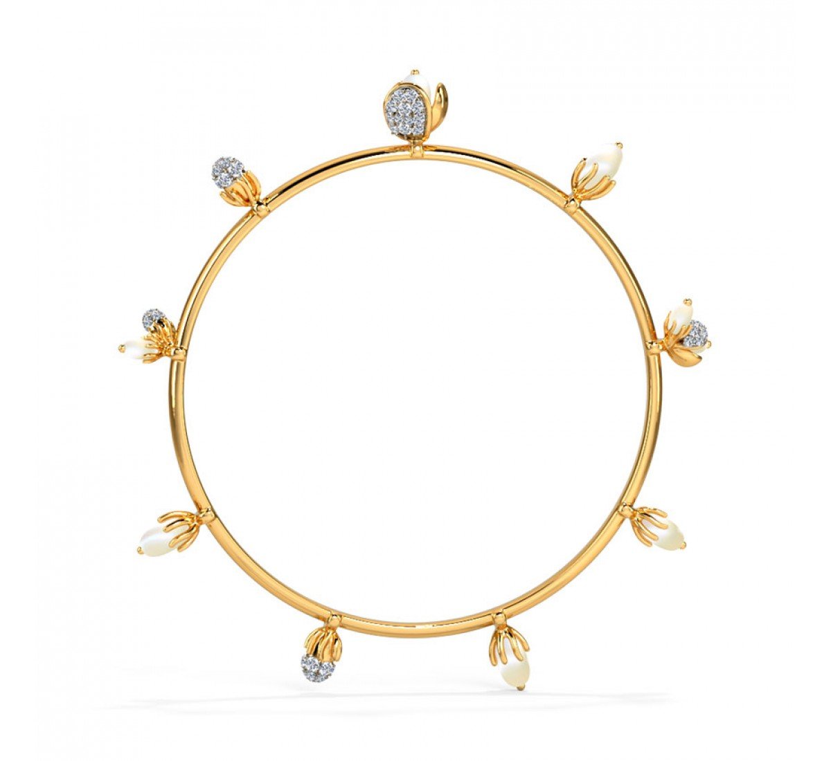 Waying Pearl Diamond Bangles