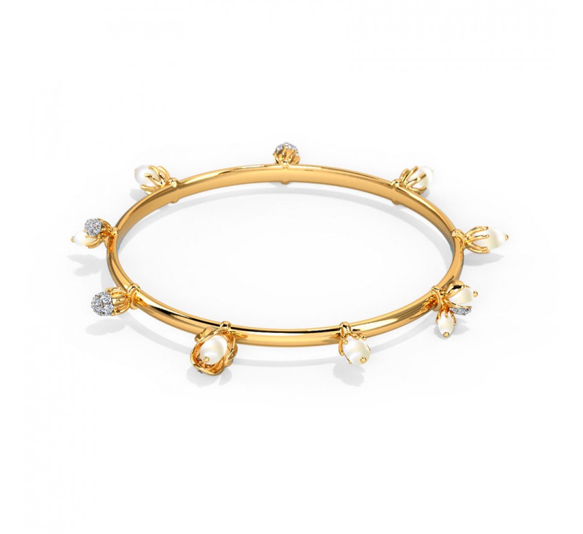 Waying Pearl Diamond Bangles