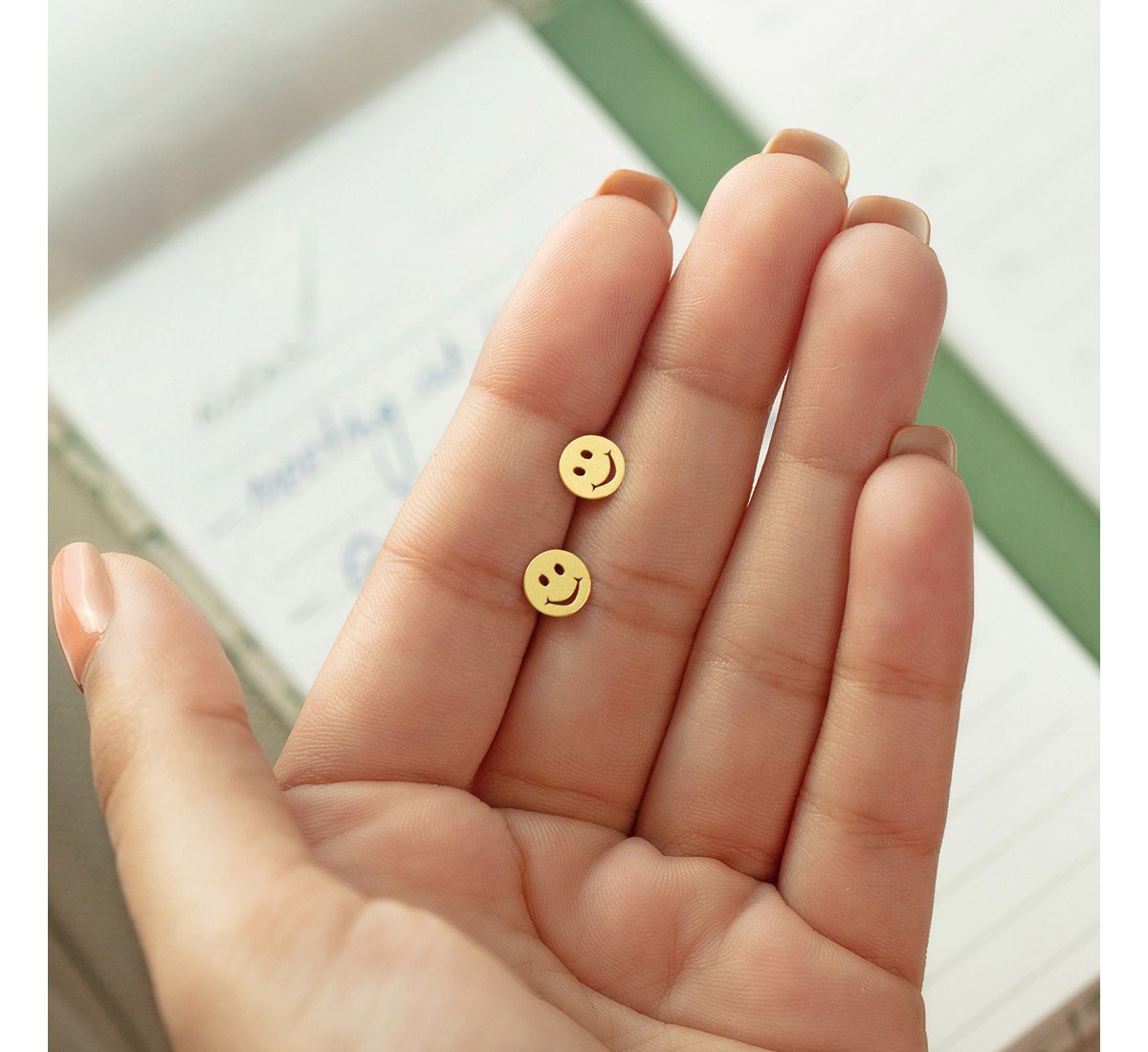 Smiley Kids Gold Earrings