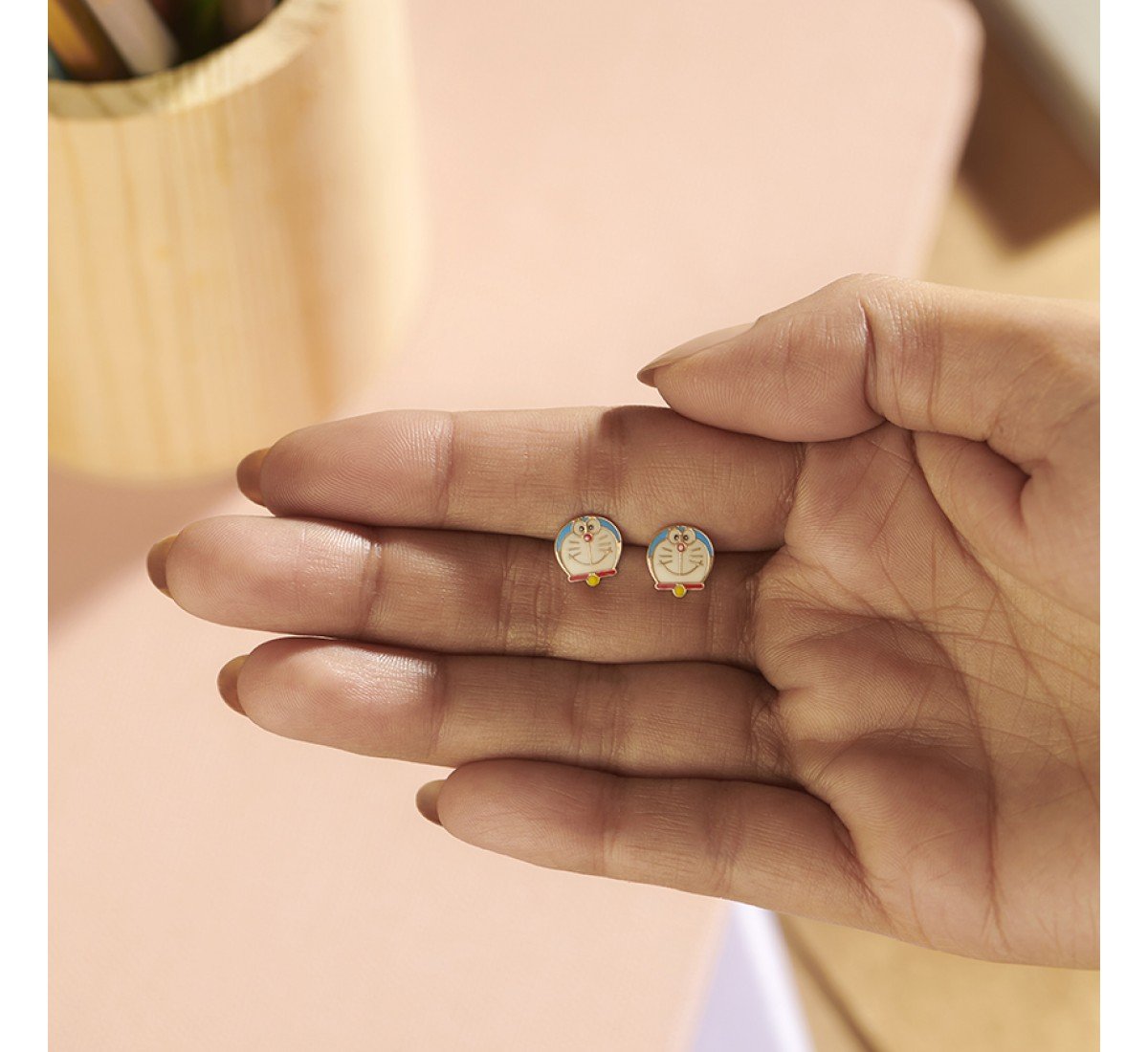 Cute Doraemon Kids Gold Earrings