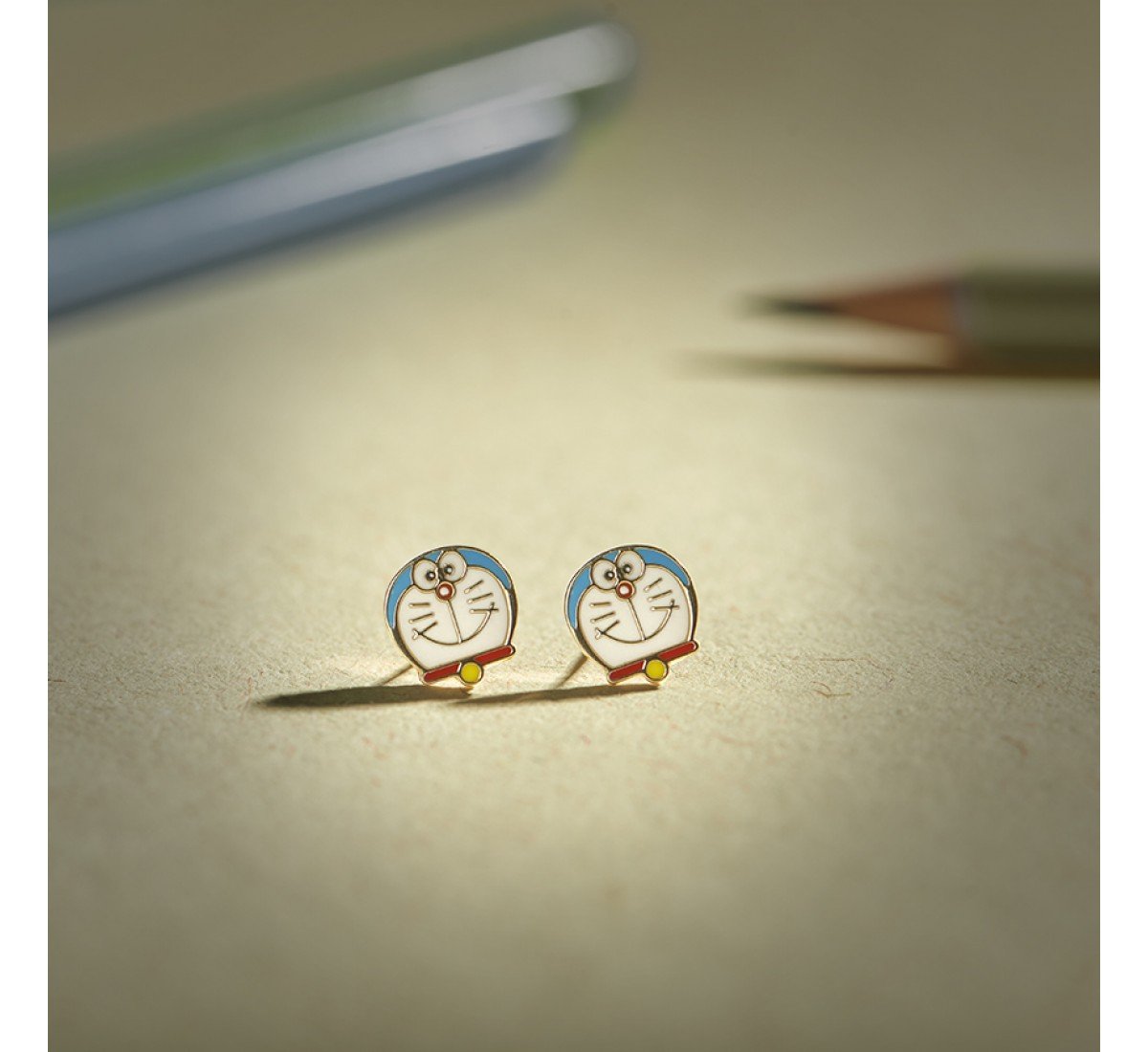 Cute Doraemon Kids Gold Earrings