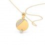 Gold Zircon Studded Disk Pendant With Link Chain