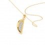 Gold Half Disk Shining Pendant With Link Chain