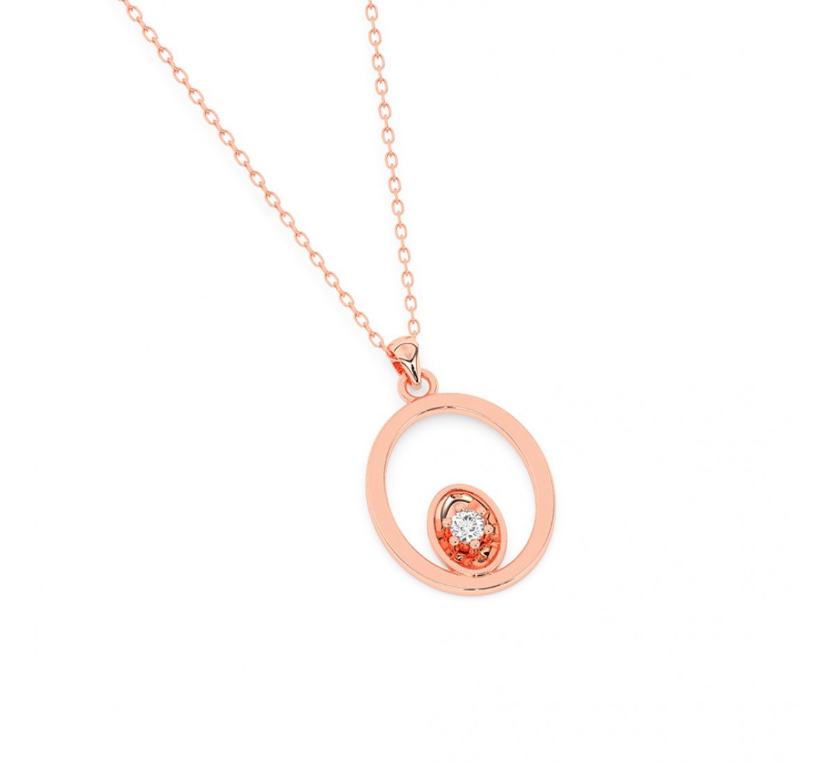 Rose Gold Sparkly Zircon Pendant With Link Chain