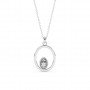 Silver Sparkly Zircon Pendant With Link Chain