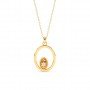 Gold Sparkly Zircon Pendant With Link Chain