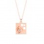 Rose Gold Dual Layer Geometric Pendant With Link Chain