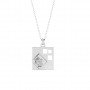 Silver Dual Layer Geometric Pendant With Link Chain