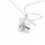 Silver Dual Layer Geometric Pendant With Link Chain