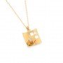 Gold Dual Layer Geometric Pendant With Link Chain