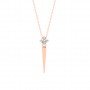 Rose Gold Zircon Solitaire Pendant With Link Chain