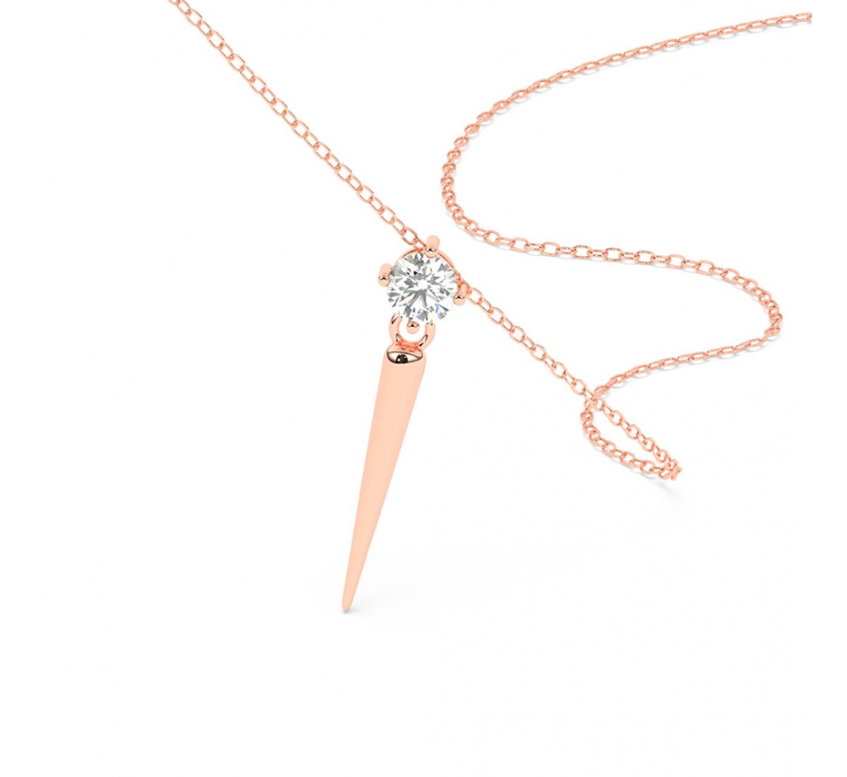 Rose Gold Zircon Solitaire Pendant With Link Chain