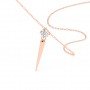 Rose Gold Zircon Solitaire Pendant With Link Chain