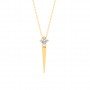 Gold Zircon Solitaire Pendant With Link Chain